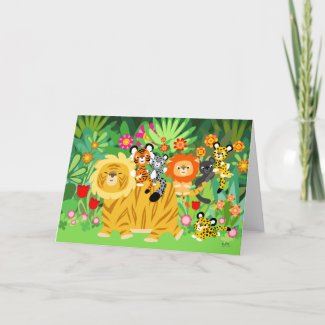 Cartoon Liger and Friends Greeting Card card