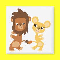 Cartoon Lion and Lioness  dancing magnet