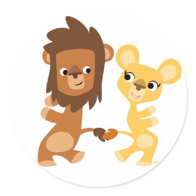 Cartoon Lion and Lioness  dancing round sticker by Lioness_Graphics