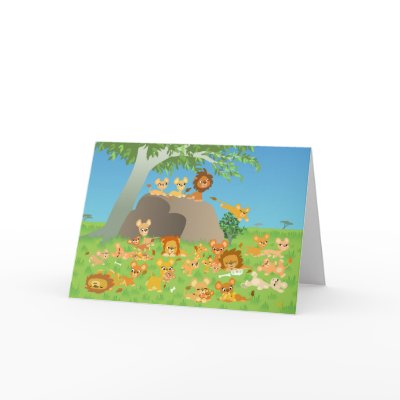 Cartoon Lion  Family greeting card by Lioness_Graphics