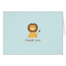 Cartoon Lion Folded Thank You Notes Card