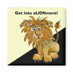 Cartoon Lion Get Into Alignment Square Magnet magnets