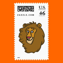 Cartoon Lion Head postage