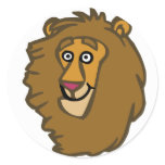 Cartoon Lion Head Round Stickers