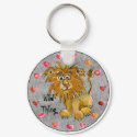 Cartoon Lion Hearts Color/Text Custom Keychains by zooogle Cartoon Lion Hearts Color/Text Custom Keychains
