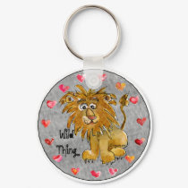 Cartoon Lion Hearts Color/Text Custom Keychains by zooogle Cartoon Lion Hearts Color/Text Custom Keychains