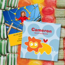 Cartoon Lion Kid Fun Custom Photo Profile Card business cards