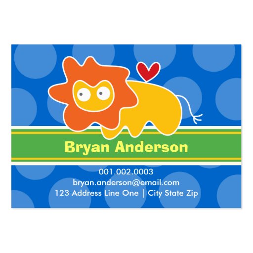 Cartoon Lion Kid Photo Profile / Name Card Business Cards (front side)