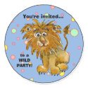Cartoon Lion Party Invitation Custom Sticker by zooogle Cartoon Lion Party Invitation Custom Sticker