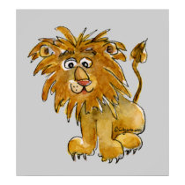 Cartoon Lion Poster Print by zooogle Cartoon Lion Poster Print