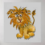 Cartoon Lion Poster Print