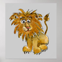Cartoon Lion Poster Print
