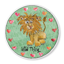 Cartoon Lion Round Personalized Magnets by zooogle Cartoon Lion Round Personalized Magnets
