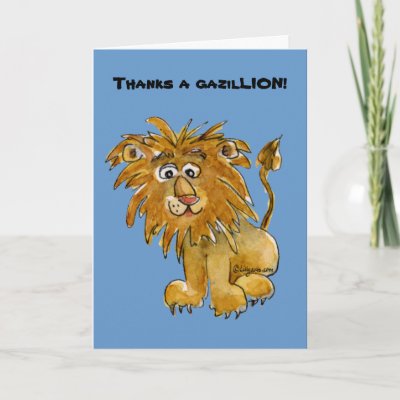 thank you card. Cartoon Lion Thank You Cards