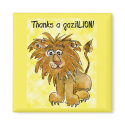 Cartoon Lion Thank You Magnet Yellow