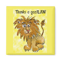 Cartoon Lion Thank You Magnet Yellow by zooogle Cartoon Lion Thank You Magnet Yellow