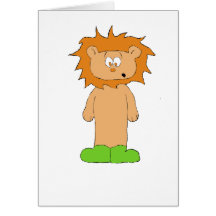 Cartoon Lion With Wild Hair Greeting Cards