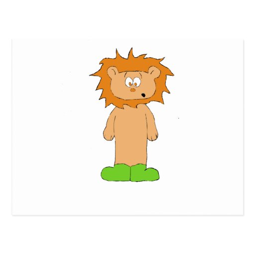 Cartoon Lion With Wild Hair Postcard Zazzle