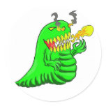 Cartoon Lizard Dragon Art Round Stickers