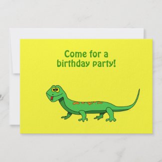 Cartoon Lizard Kids Reptile Birthday Invitations