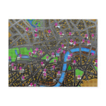 Cartoon London map postcards