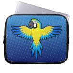 Cartoon Gold and Blue Macaw Laptop Bag