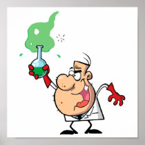 cartoon mad scientist with potion poster