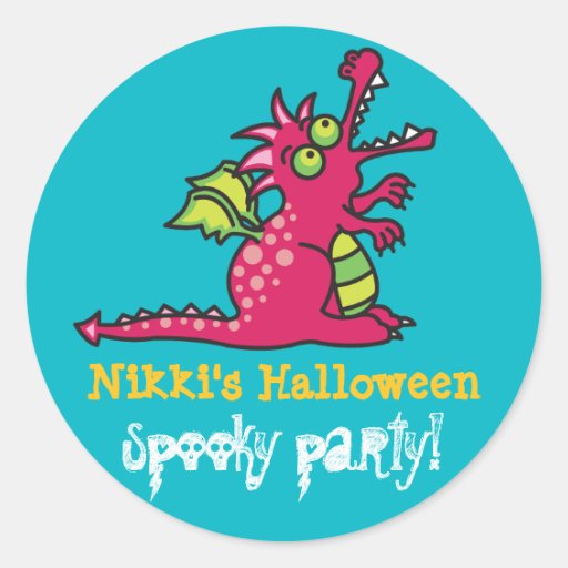 Cartoon Magic Dragon Halloween Party Sticker