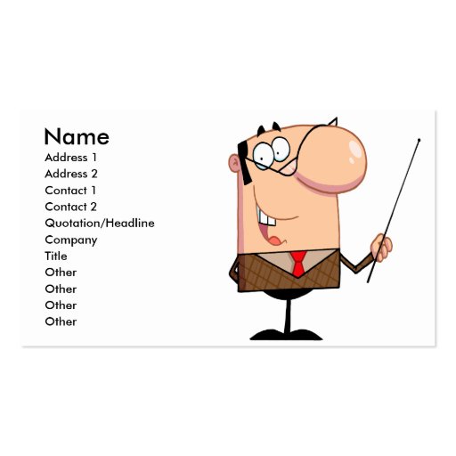 cartoon male teacher character business card (front side)