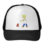 Cartoon Man With BBQ Grill Trucker Hat