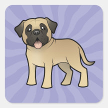 Cartoon Mastiff / Bullmastiff Square Stickers