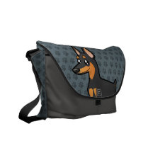 Cartoon Miniature Pinscher / Manchester Terrier Messenger Bags