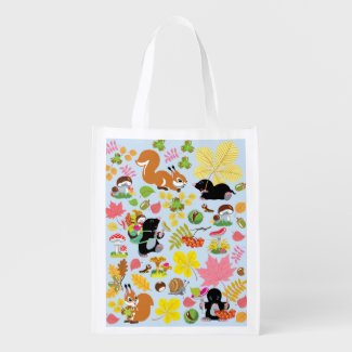 cartoon mole reusable grocery bags