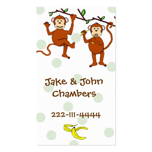 Cartoon Monkey calling card Business Card Templates (front side)