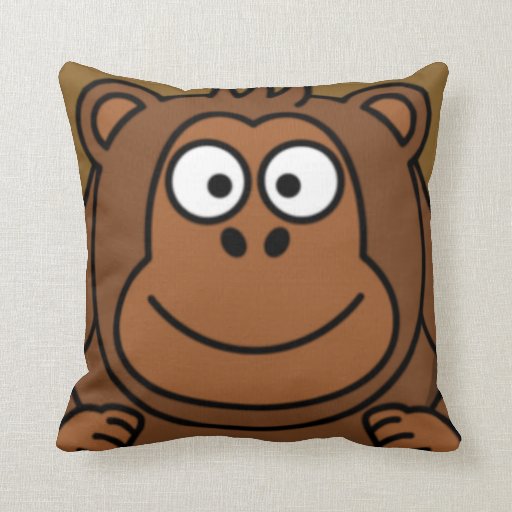 Cartoon Monkey Face Throw Pillow Zazzle