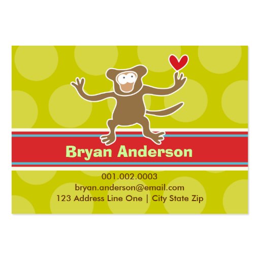 Cartoon Monkey Kid Photo Profile / Name Card Business Cards (front side)