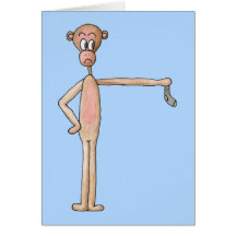 Cartoon Monkey with Smelly Sock. Greeting Card