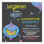 Cartoon Monster Alien Kids Photo Birthday Party In Personalized Announcement
