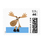 Cartoon moose - blue with white background stamps