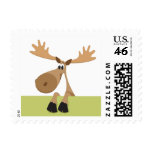 Cartoon moose - green postage stamps