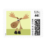 Cartoon moose - green with green background stamps