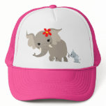 Cartoon Mother Elephant and Calf Hat