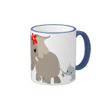 Cartoon Mother Elephant and Calf Mug