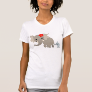Cartoon Mother Elephant and Calf  Women T-shirt