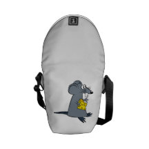 Cartoon Mouse with Cheese Messenger Bag