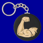 CARTOON MUSCLES MAN strong arm biceps athletic pow keychains