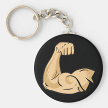 CARTOON MUSCLES MAN strong arm biceps athletic pow Keychains