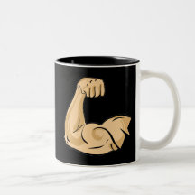 CARTOON MUSCLES MAN strong arm biceps athletic pow Coffee Mugs
