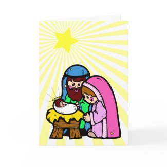 Cartoon Nativity Scene Card card