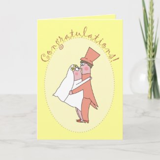 Cartoon Newlyweds Congratulations Wedding Cards